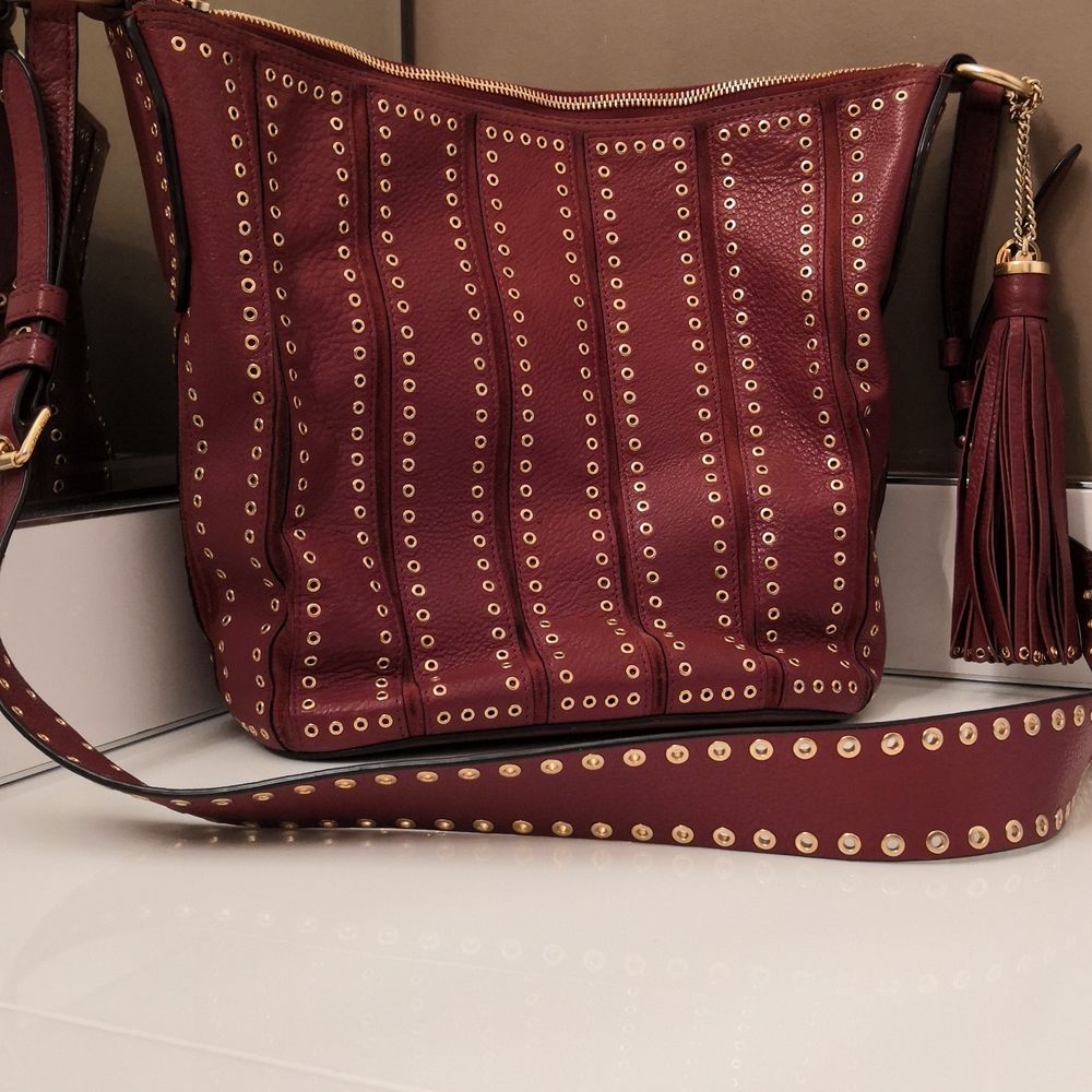 Michael Kors Chestnut Brooklyn Grommet Purse